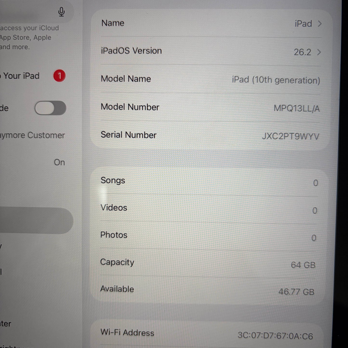 WiFi Only Apple iPad 10th Gen 64GB Blue MPQ13LL/A